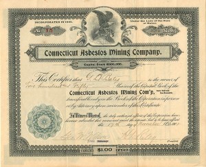 Connecticut Asbestos Mining Co. - Stock Certificate